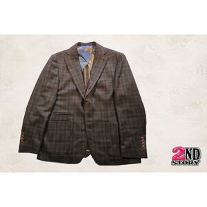 Tallia Men's Brown Plaid Blazer Sport Coat with Colorful Lining